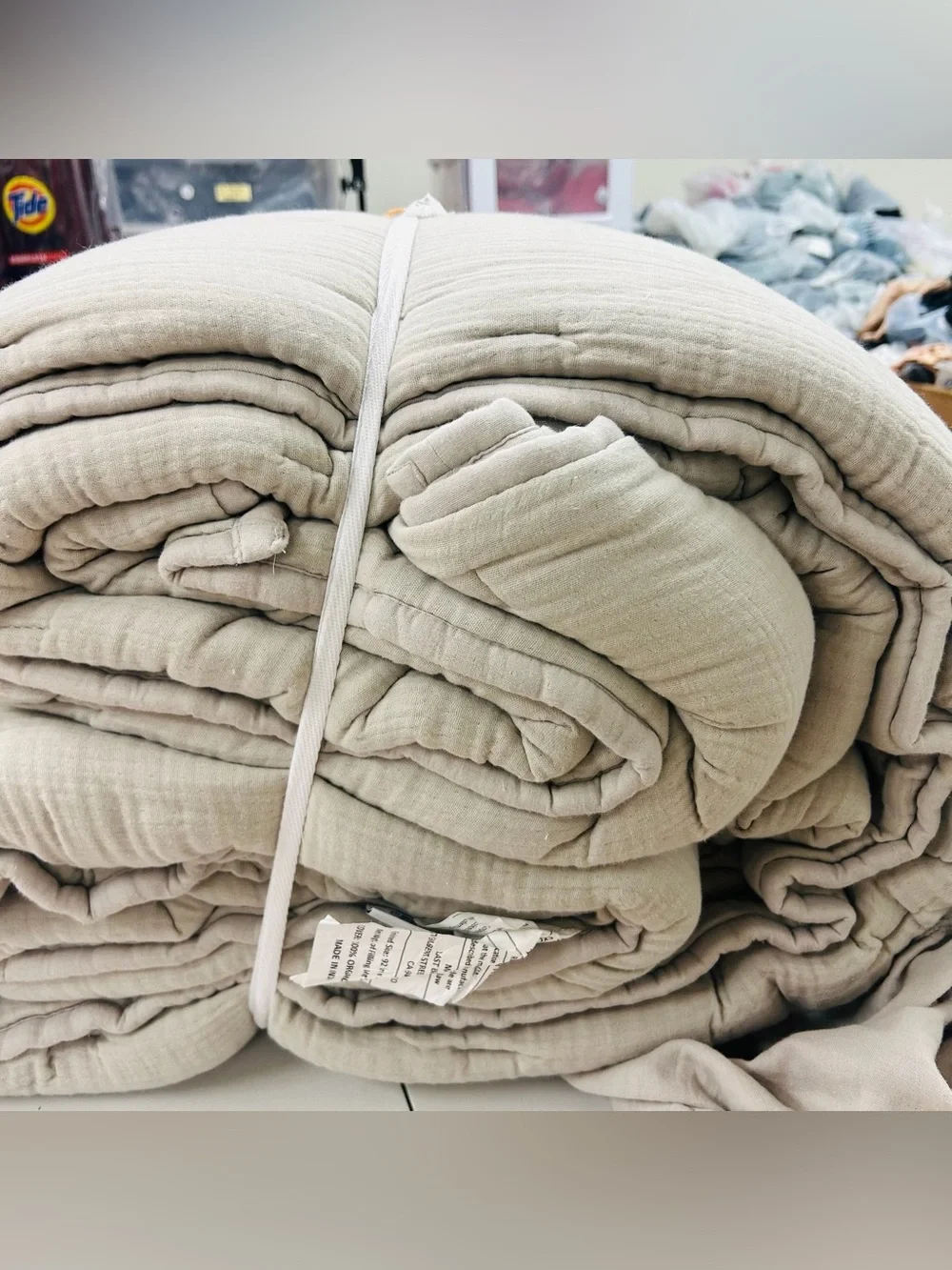 NWT QUINCE Organic Airy Gauze Dream Quilt King/Cal King Fog Grey 8375